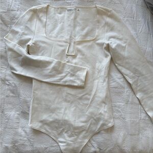 Abercrombie  white Long Sleeve Bodysuit